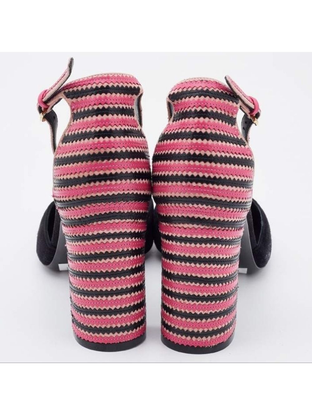 Salvatore Ferragamo Black/Pink Suede And Leather Fergie T-Strap Pumps - Picture 1 of 13
